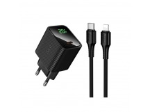 Блок питания сетевой 1 Type-C HOCO CS82A Excellent, 3.0A, PD20Вт, кабель Type-C - 8 pin, цвет: черный (1/18/180)