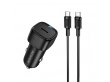 Блок питания автомобильный 1 Type-C Borofone BZ34А Cloud, PD20Вт, кабель Type-C - Type-C, цвет: черный (1/94/376)