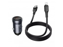 Блок питания автомобильный 1 Type-C HOCO Z62A Energy, 3.0A, пластик, QC3.0, PD30Вт, кабель Type-C - 8 pin, цвет: серый (1/17/170)