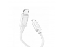 Кабель Type-C - Type-C HOCO X122 Benefit, 1.0м, круглый, PD60Вт, 3.0А, силикон, упакованный, цвет: белый (1/420)