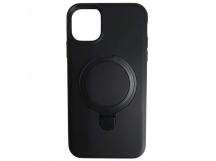 Чехол силиконовый iPhone 11 MagSafe цветной с кольцом черный