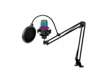 Микрофон на стойке RITMIX RDM-270 Black, конденсаторный, XLR- jack3,5 мм, RGB подсветка (1/10)