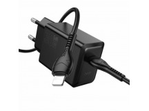 Адаптер Сетевой с кабелем Hoco N70 Nuevo PD Type-C 3A/30W (Type-C/Lightning) (black) (241798)