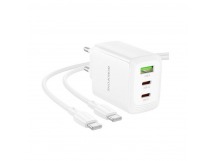 Адаптер Сетевой с кабелем Borofone BN32 Cargador PD 2Type-C/USB 3A/65W (Type-C/Type-C) (whit(241992)