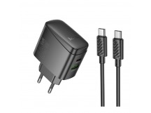 Адаптер Сетевой с кабелем Hoco CS63A Bright PD USB/Type-C 3A/65W (Type-C/Type-C) (black) (242004)