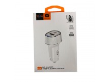 Автомобильное зарядное устройство Type-C/USB WUW C281 (1Type-C PD 30W + 1USB 18W QC3.0) Белый