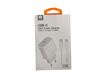 Сетевое зарядное устройство Type-C WUW T108 (1Type-C PD 40W + Кабель Type-C - Type-C) Белый