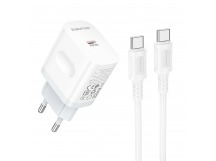 Адаптер Сетевой с кабелем Borofone BA99A Breeze PD (повр. уп.) Type-C 3A/20W (Type-C/Type-C)(244483)