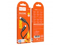 Кабель Type-C - Type-C HOCO X122 Benefit, 1.0м, круглый, PD60Вт, 3.0А, силикон, упакованный, цвет: черный (1/420)