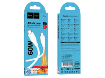 Кабель Type-C - Type-C HOCO X124 Bien, 1.0м, круглый, PD60Вт, 3.0А, силикон, цвет: белый (1/31/310)