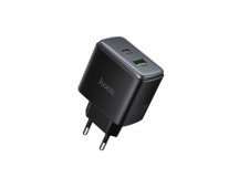 Блок питания сетевой 1 USB, 1 Type-C HOCO C158A Upgrade, 3.0A, PD45Вт, цвет: черный (1/23/92)