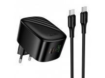 Адаптер Сетевой с кабелем Hoco CS101A USB/Type-C 20W (Type-C/Type-C) (black) (243840)