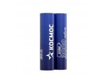 Аккумулятор КОСМОС 18650 Li-ion 3000 mAh без защиты с плоским контактом, 2 шт шринк (20/200)
