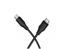 Кабель Type-C - Type-C HOCO X124 Bien, 1.0м, круглый, PD60Вт, 3.0А, силикон, цвет: черный (1/31/310)
