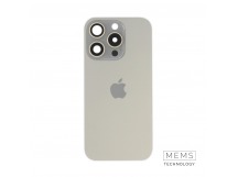 Задняя крышка (стекло) в сборе с рамкой для iPhone 15 Pro (Natural Titanium)