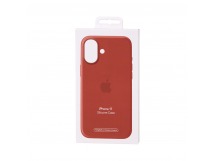 Чехол Силиконовый Magsafe iPhone 17 (С анимацией) (С кнопкой) (Темно-оранжевый)