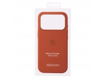 Чехол Силиконовый Magsafe iPhone 17 Pro Max (С анимацией) (С кнопкой) (Темно-оранжевый)