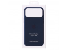 Чехол Силиконовый Magsafe iPhone 17 Pro Max (С анимацией) (С кнопкой) (Темно-синий)