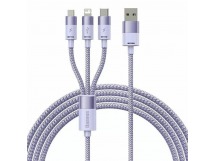 Кабель Baseus Flash Series Ⅱ (3в1)(Быстрая зарядка)(USB A-Micro/Lightning/USB-C)(100W) 1.2m(Фиолет)