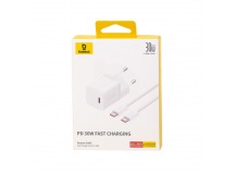 СЗУ Baseus GaN5 Fast Charger (mini) (USB-C) (30W) (Кабель USB С-С (100W) (1m) (Белый)