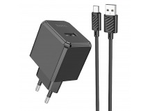 Адаптер Сетевой с кабелем Hoco CS111A USB 4,5A/22,5W (USB/Type-C) (black) (244451)