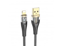 Кабель USB - Lightning HOCO U121 (2.4A/1.2m/текстиль) черный