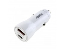 ASPOR Автомобильное зарядное устройство (USB-C+USB-A) 38W DualFast Charging. QC3.0, PD 20W (A910) ASPOR (белый)