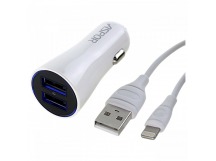 ASPOR Автомобильное зарядное устройство 2USB + USB - Lightning2400mA (A902C) ASPOR