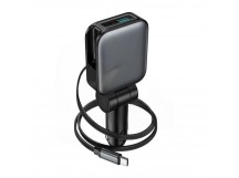Автомобильное зарядное устройство USB/Type-C Hoco Z67 (60W, QC3.0, PD, 1Type-C, 1USB, встроенный кабель Type-C) Серый