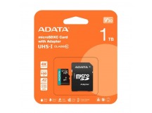 MicroSDXC  1TB  A-Data Class 10 UHS-I U3 V30S A2 (100/80 Mb/s) + SD адаптер
