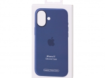 Чехол Силиконовый Magsafe iPhone 17 (С анимацией) (С кнопкой) (Синий)