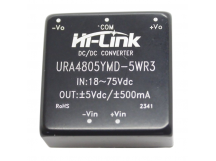 Модули питания Hi-Link URA4805YMD-5WR3 Модуль DC-DCпреобразователь с гальванической развязкой Uвх=18-75В Uвых=±5ВPвых=5Вт