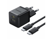 СЗУ Baseus Palm (C+U 30W EU) (Быстрая зарядка) (С кабелем USB-C to USB-C 60W (20V/3A) (Черный)