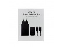 Зарядное устройство + кабель Samsung TRIO 65W Black Service Pack 100% OR
