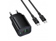Адаптер Сетевой с кабелем Borofone BAS83A Star USB/Type-C 20W (Type-C/Type-C) (black) (243916)