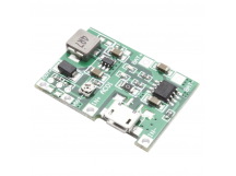 Модули зарядки NONAME TP4056 Модуль зарядки li-ion аккумуляторов сStep-Up DC-DC преобразователем Uвх=5В Uвых=4,3-27В Iзар=1АImax=2А (Micro USB)