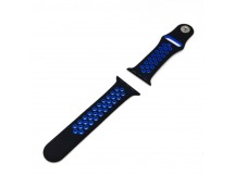 Ремешок для Apple Watch 38mm/40mm/41mm (с перфорацией,черно-синий), размер S/M