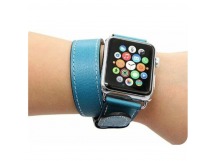 Ремешок для Apple Watch 42mm/44mm/45mm/49mm (экокожа, синий(Double Wave))