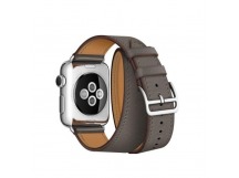 Ремешок для Apple Watch 38mm/40mm/41mm (экокожа, серый (DoubleWave))