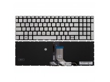 Клавиатура для HP Pavilion 15-eg серебряная с подсветкой (версия 2)