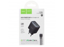 Адаптер Сетевой с кабелем Hoco C158A USB/Type-C 45W (Type-C/Type-C) (black) (243836)