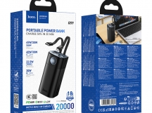 Внешний аккумулятор Hoco Q59, 20000mAh (65W, PD) встроенный кабель  черный