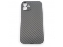 Задняя накладка для iPhone 12 mini (карбон, ультратонкая, с защитойкамеры, защита от отпечатков пальцев), черная (Air Carbon) (Full Case))KZDOO