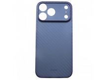 Задняя накладка для iPhone 17 Pro (карбон, ультратонкая, с защитойкамеры, защита от отпечатков пальцев), синяя (Air Carbon) (Full Case)KZDOO
