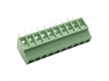 Винтовые клеммники KAIFENG KF120-2.54-10P-1G (Зеленый) Винтовойклеммник на плату 10 конт. шаг 2,54мм 130В 8А