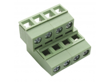 Винтовые клеммники KAIFENG KF127DG-5.08-04P-2G (Зеленый)Винтовой двухрядный клеммник на плату 4x2 конт. шаг 5,08мм 250В 15А