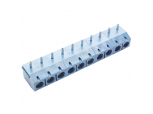 Винтовые клеммники KAIFENG KF301R-5.0-10P-1B (Синий) Винтовойклеммник на плату угловой 10 конт. шаг 5мм 250В 17,5А