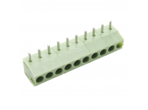 Винтовые клеммники KAIFENG KF350R-3.50-10P-1G (Зеленый) Винтовойклеммник на плату угловой 10 конт. шаг 3,5мм 130В 10А
