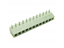 Винтовые клеммники KAIFENG KF350R-3.50-12P-1G (Зеленый) Винтовойклеммник на плату угловой 12 конт. шаг 3,5мм 130В 10А
