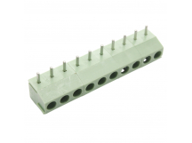 Винтовые клеммники KAIFENG KF396R-3.96-10P-1G (Зеленый) Винтовойклеммник на плату угловой 10 конт. шаг 3,96мм 130В 10А